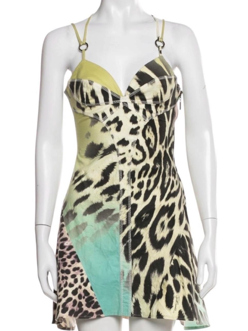 Vintage Just Cavalli Multicolor Leopard Print Mini Dress